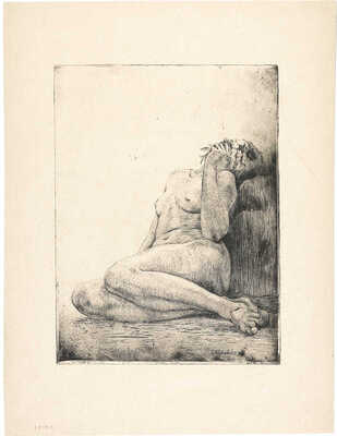 Быковская Евгения Константиновна, Костин Сергей Николаевич, Гущин Николай Михайлович, Аркадьевский Сергей Герасимович, Фроман Павел Петрович, Шумилович С.. Из собрания Лидина подборка из семи листов с изображениями обнаженных натурщиц